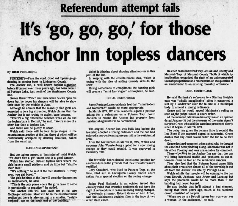 Anchor Inn - May 1975 Topless Dancing Approved